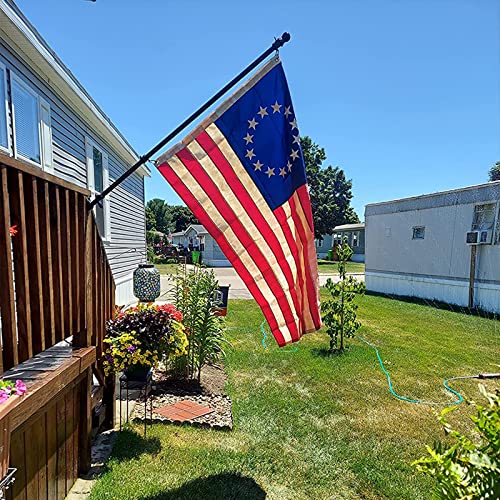 Image of SYII Vintage Betsy Ross Flags 3x5 Feet, Embroidered 13 Stars Colonies American Flag with 2 Brass Grommets, Heavy Duty Polyester USA 250th Anniversary Decoration