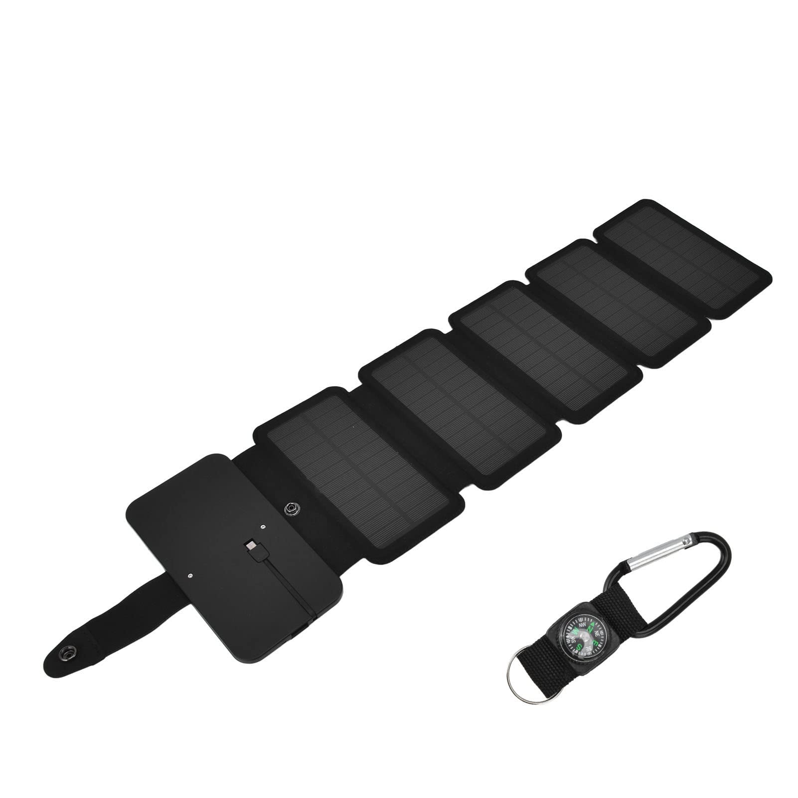Aramox Power Bank Solare, Caricabatterie Solare Pieghevole per Telefono con Pannelli in Silicio Monocristallino, Doppia Uscita 5 V 2 A, Cavo Integrato, Ricarica Diretta Portatile per Uso di (sconto