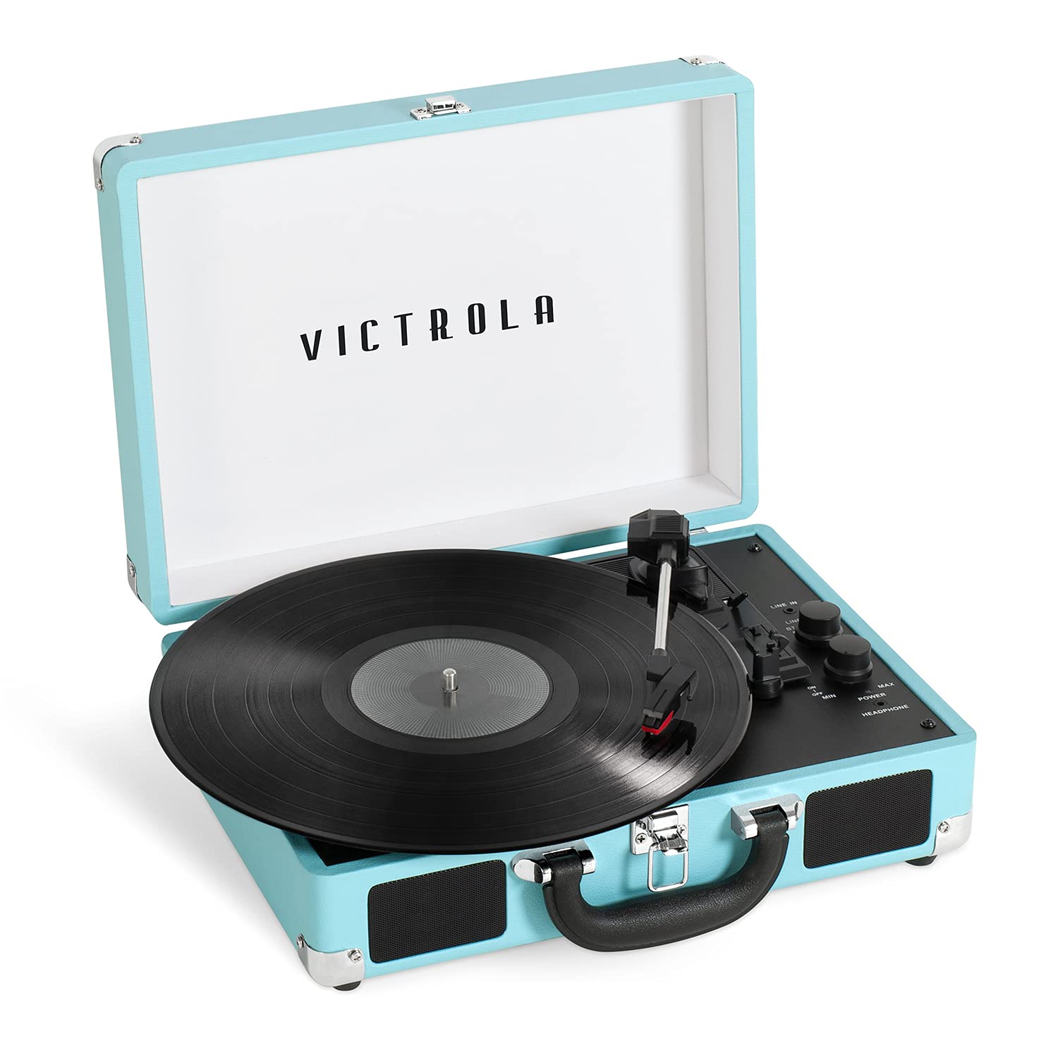 Victrola Journey+ Bluetooth Suitcase Record Player with Three-Speed Turntable, Turquoise