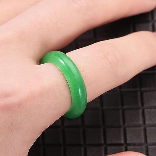 Miniatura 3 de Anillos de jade de cristal verde natural para mujer y hombre, anillo de piedras preciosas de buena suerte, anillos de jade verde, anillo de cinabrio