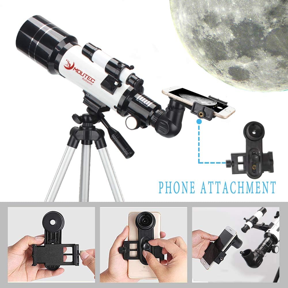 🔥 Flаѕh Sаlе MOUTEC Telescope for Kids and Astronomy Beginners, 70mm Travel Scope for Moon Observation Stargazing and Outdoor Adventures - Comes with Smartphone Adapter and Backpack