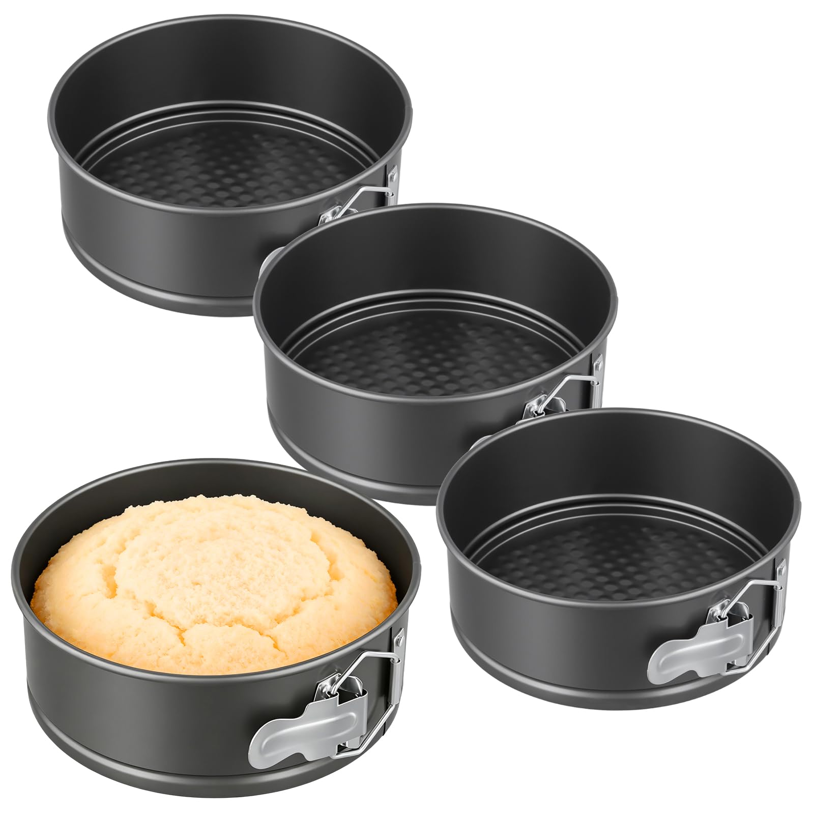 CHEUNGR 7 Inch Springform Cake Tin, 4PCS Non-Stick Round Cheesecake Pan with Removable Bottom for Baking at Home, Kitchen and Restaurant ﻿