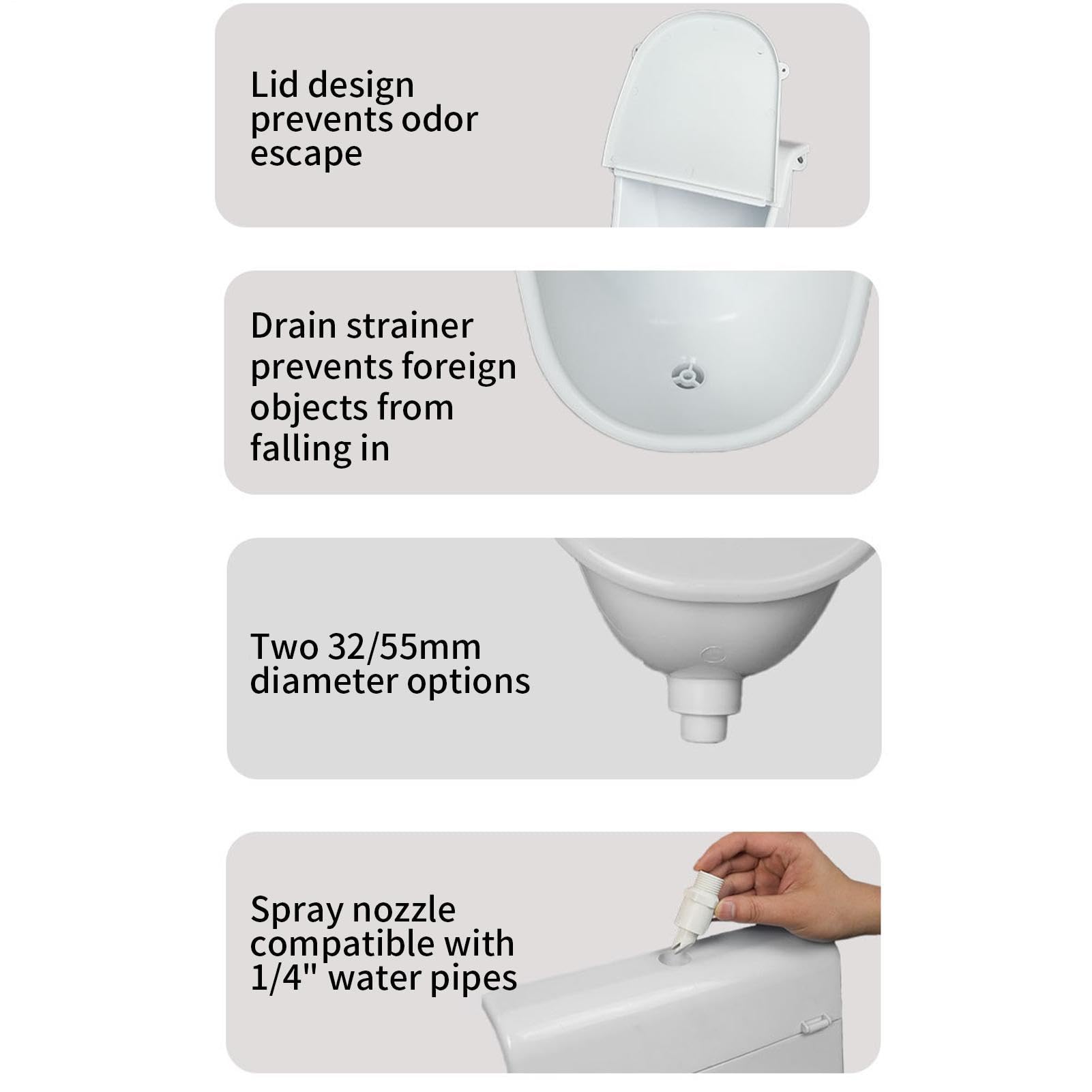 Garaje Para Urinarios - Orinal Para Hombres Montado En La Pared De 15,16 Pulgadas | Urinarios Cubiertos Con Tubo De Drenaje De Entrada De Válvula De Descarga | Casa Dormitorio Cobertizo Patio Trasero