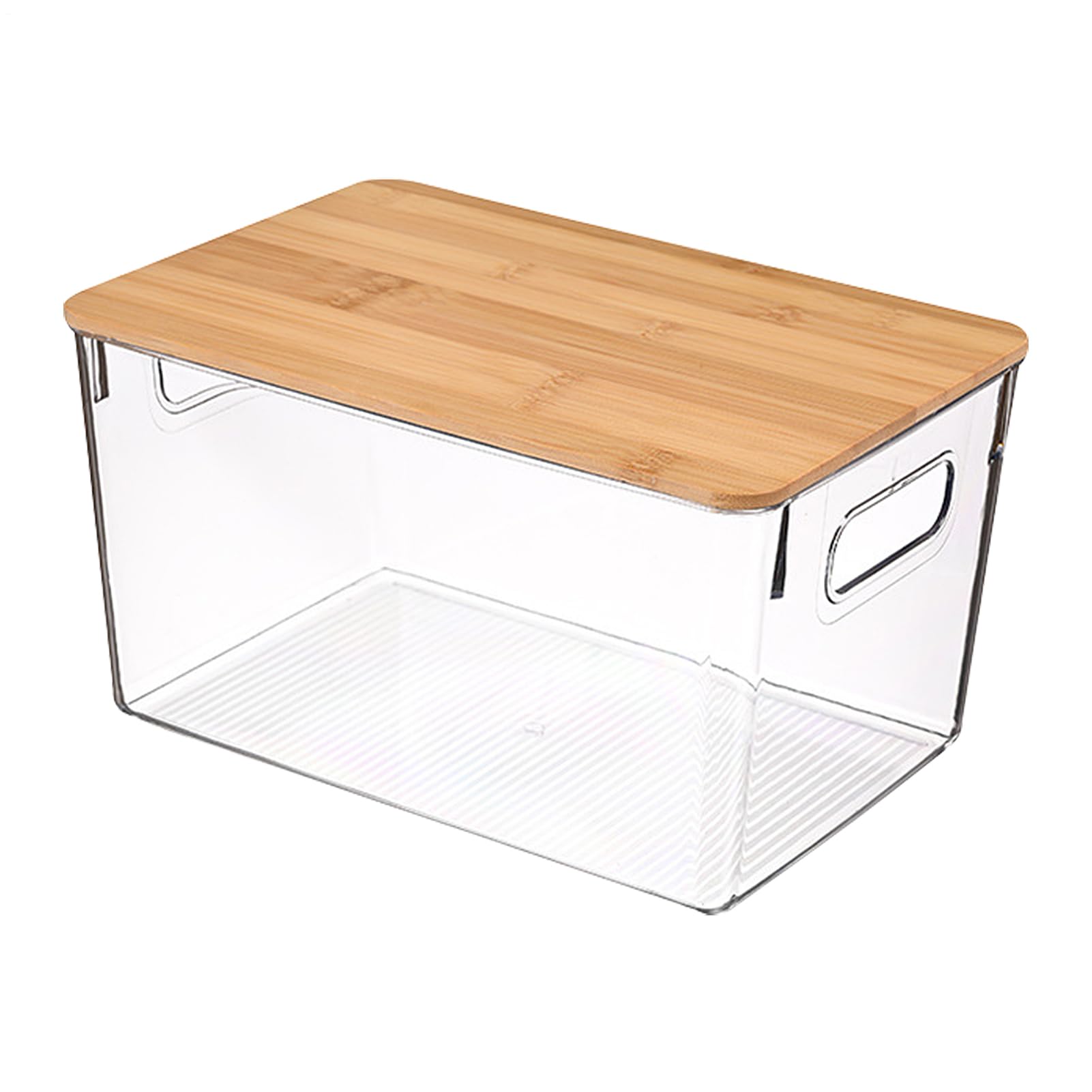 Bins Clear Kitchen Organizer - Scatola portaoggetti impilabile da 11,3x7 | 6x6,3 pollici, contenitore con coperchio in legno, organizer per nevi trasparenti | Fornitura di scatole multifunzione