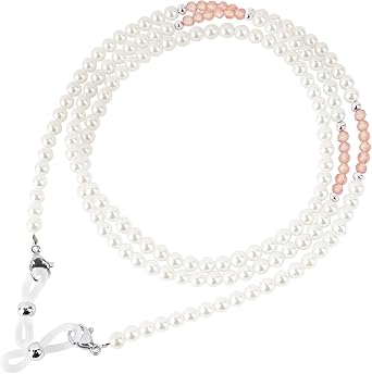 BILIONE Pearl Beaded Eyeglasses Chain with Spinel Accents, Elegant Sunglasses Lanyard, Glasses Holders Around Neck for Women