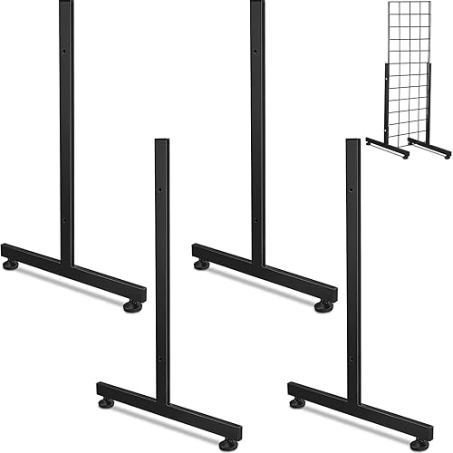 Fumete 2 pares de patas de rejilla de alambre, base en T, tubo rectangular, pata de alambre, soporte de rejilla de pared, base de rejilla,