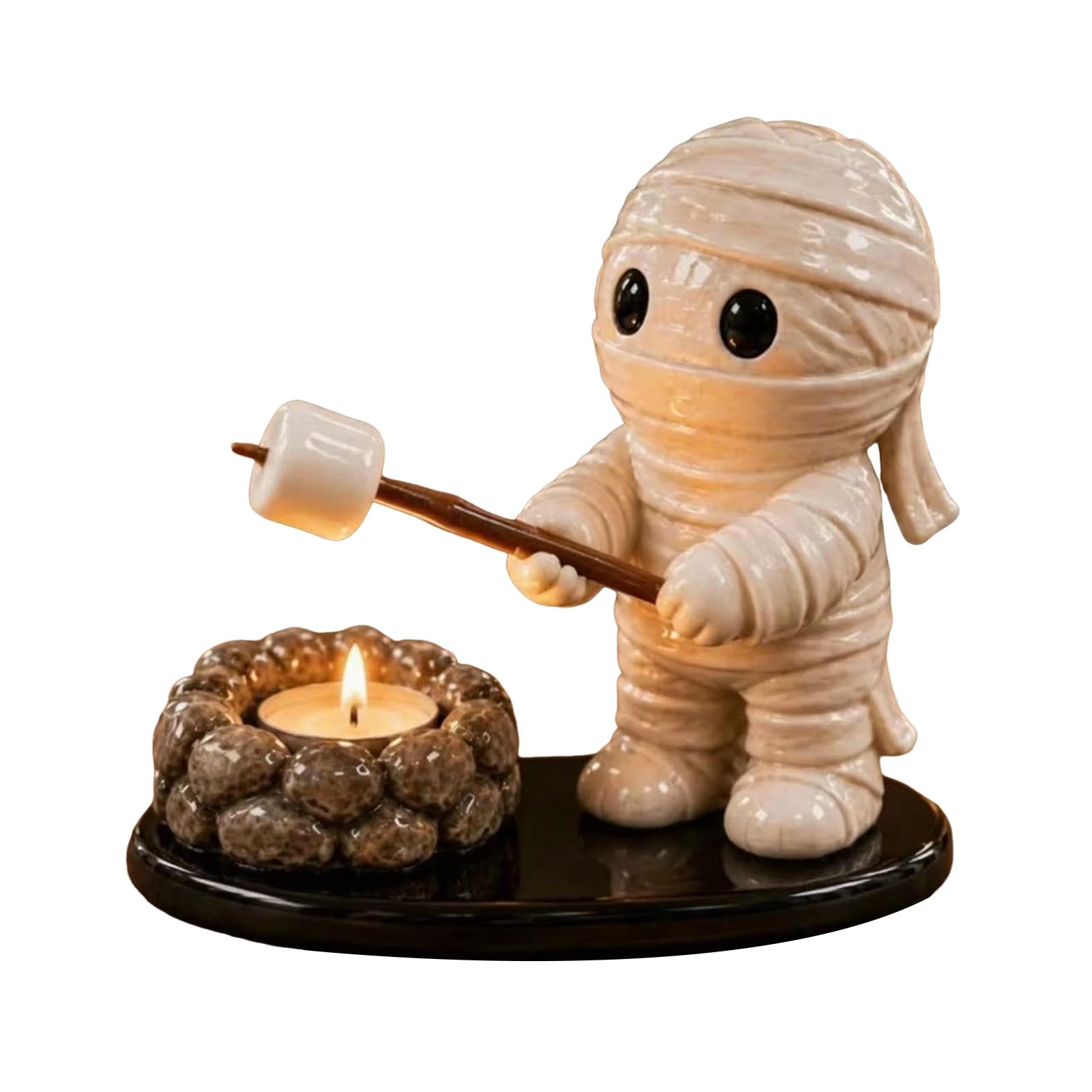 Halloween Campfire Tealight Holder Resin Mummy Ghost Scarecrow Candle Stand for Desk Fall Harvest Table Centerpiece Decor B