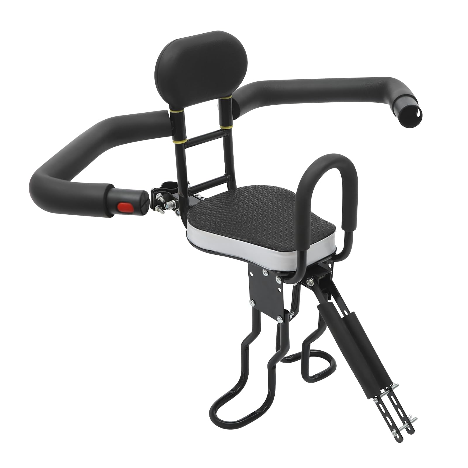 Siège de vélo pour enfant avant, réglable, avec dossier et accoudoirs, siège avant robuste, pour VTT, vélos de ville et vélos pliants, grande capacité de charge, noir