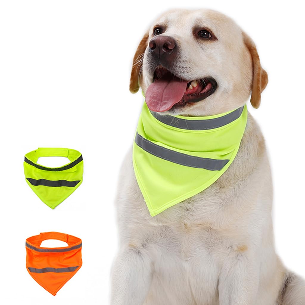 BT Bear Reflective Pet Triangle Scarf,2PCS Pet Bandanas Safety Reflective Strip High Visibility Dog Triangle Bib Safety for Dogs Hunting Night Walking,M