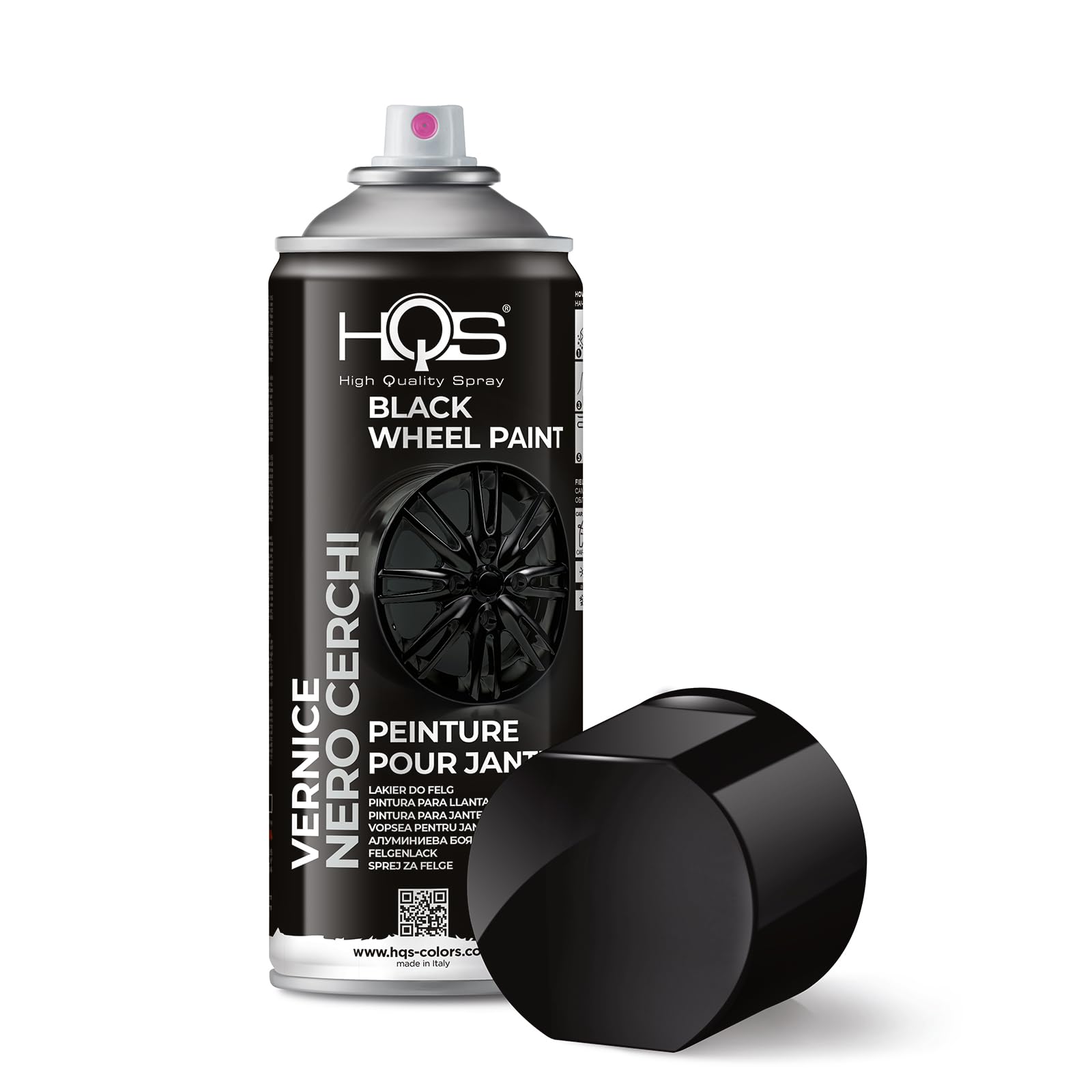 HQS Bomboletta Vernice Spray 400ml Nero Lucido per Cerchi Auto Moto