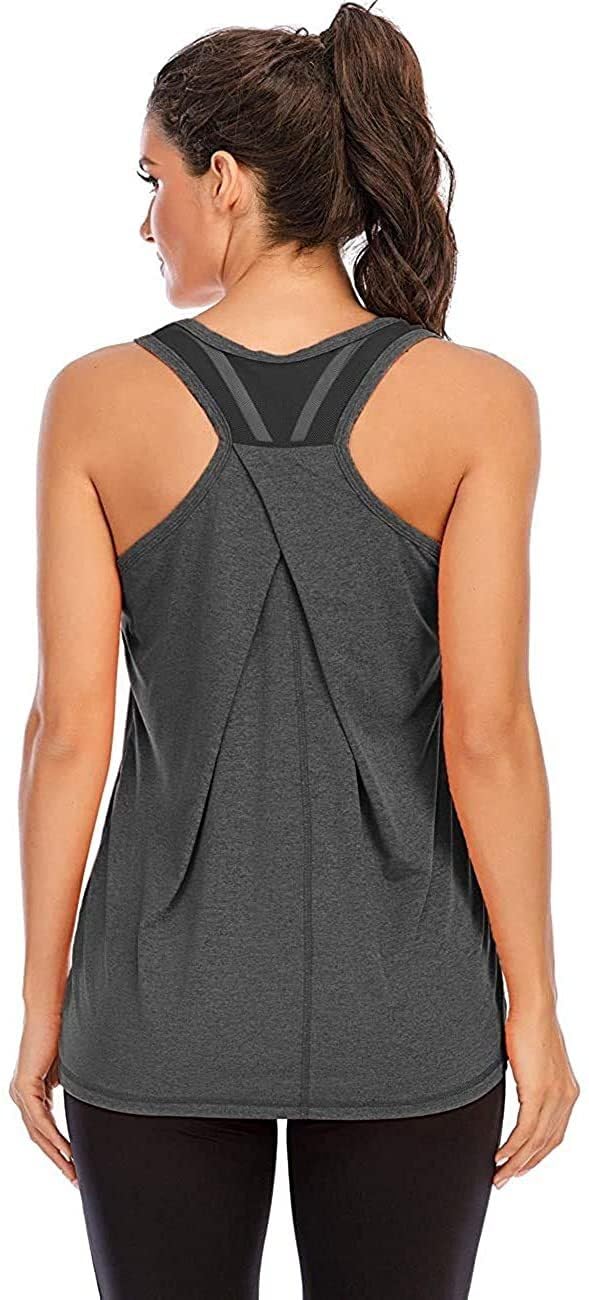 Nekosi Damen Yoga Fitness Tank Top Locker Mädchen Sportshirt Training Jogging Running Shirt Ärmelloses Mesh Zurück Sportbekleidung