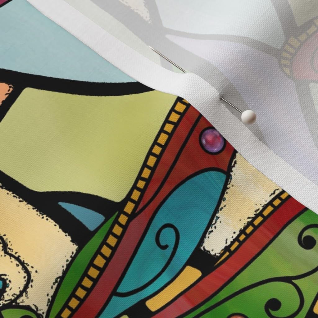 Spoonflower Fabric - Dragonflies Stained Glass Insects Red Colorful Art Deco Dragonfly Printed on Petal Signature Cotton Fabric Fat Quarter - Sewing Quilting Apparel Crafts Decor