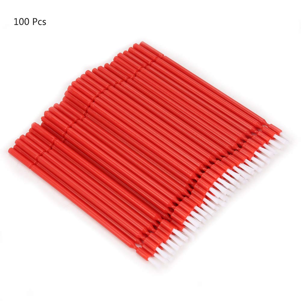 100 Pcs Micro Brush, 4 Colors Blue Yellow Green Red Optional 3.9in Disposable Micro Applicator Brush Bendable Sticks for Personal Care (Red)