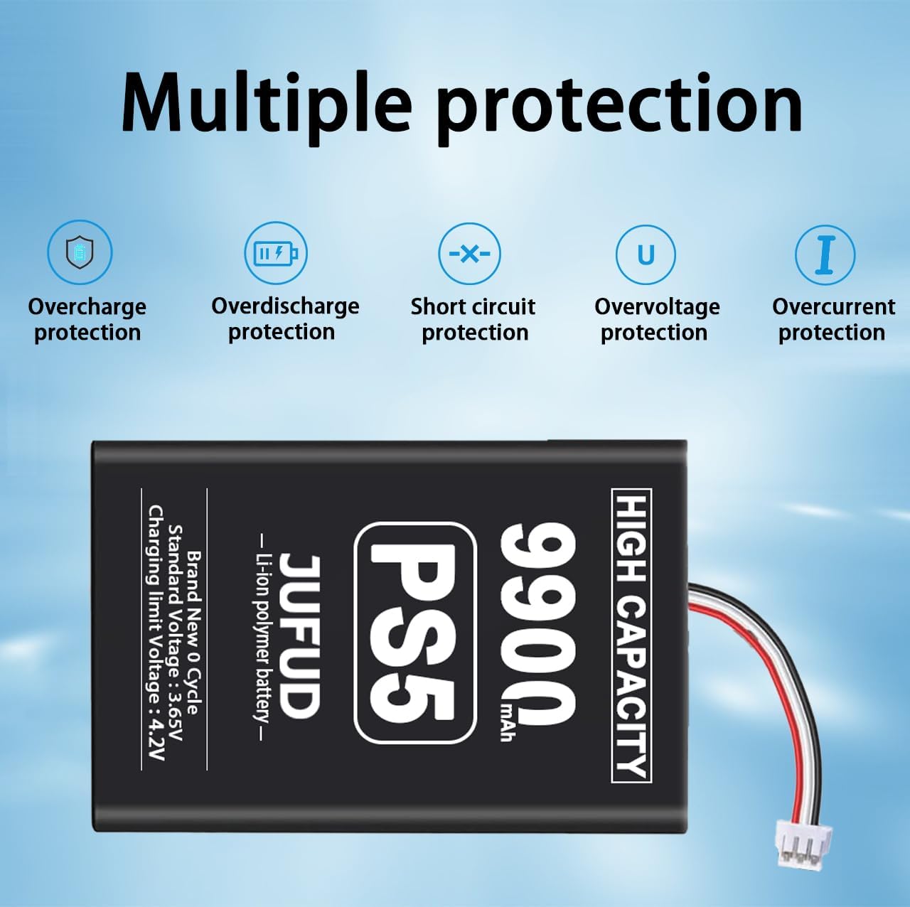 Fit for PS5 Controller Battery Replacement 9900mAh 2-Pack, Rated Capacity Li-Polymer Battery for DualSense Controller CFI-ZCT1W / LIP1708, Includes Full Repair Tools