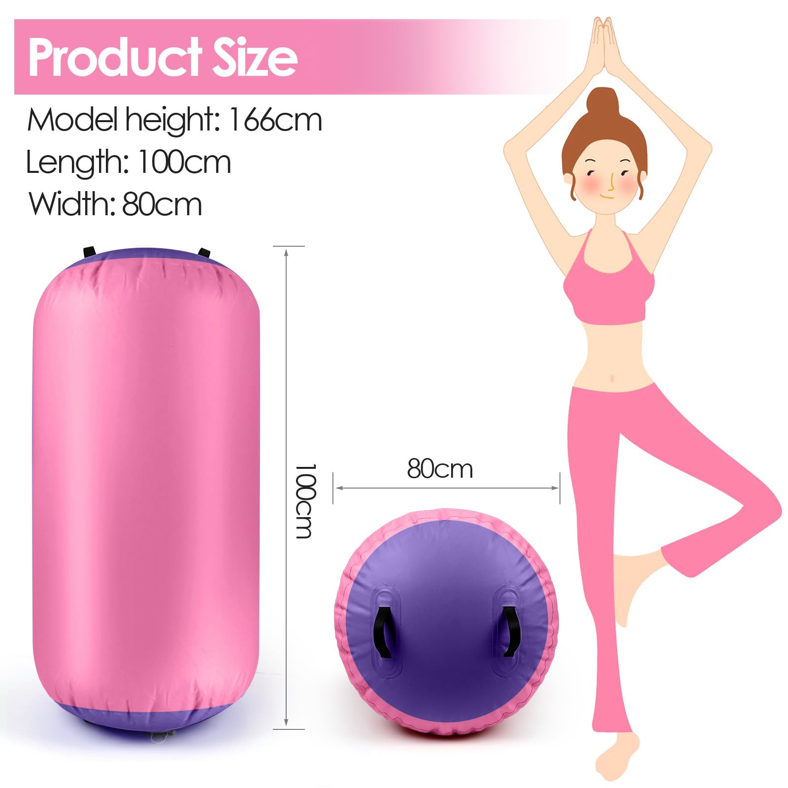 Diealles Shine Air Roll, 100x80cm Rullo ad Aria Gonfiabile Rotondo, Rotolo Gonfiabile con Pompa Elettrica e Borsa per il Trasporto, Air Barrel Gymnastics Roller per Allenamento Fitness Yoga