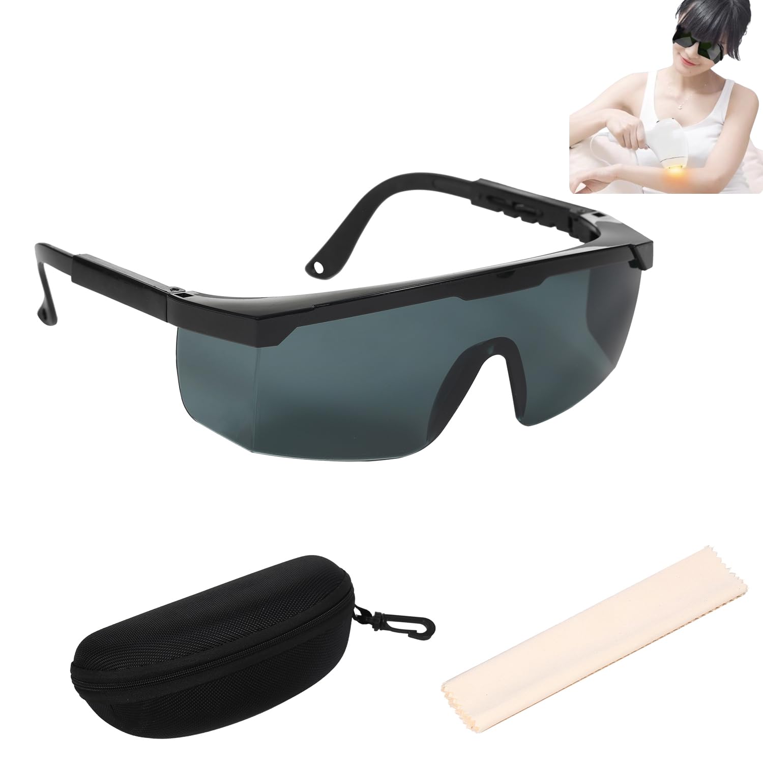 Hancaner Gafas de Seguridad Láser 200nm-2000nm OD4+ Elegantes Gafas de Protección para el Tratamiento de Depilación Láser y Operador de Cosmetología Láser Protección Ocular con Estuche