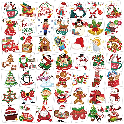 HOWAF Tatuajes Temporales Niños, 96 luminosos tatuajes navidad