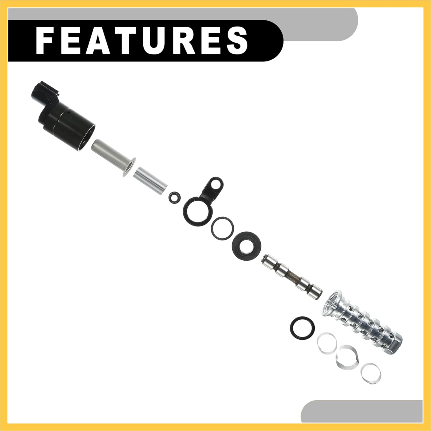 Engine Variable Valve Timing VVT Solenoid No.AT4Z6M280A - Car Engine Camshaft Oil Control Valve - for Ford F150 2011-2017 Metal Silver Tone - 2 Pcs Auto Replacement Parts