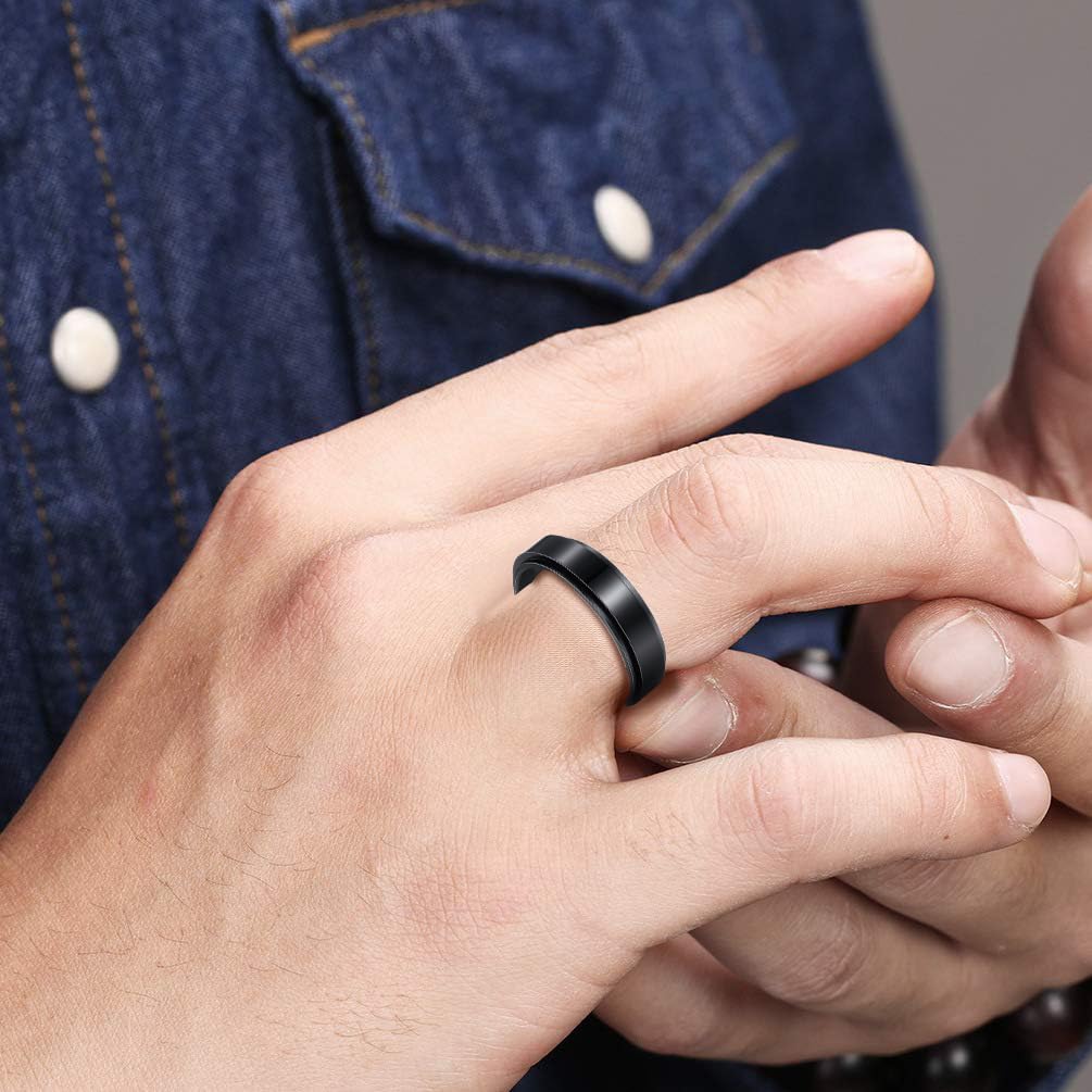 Anillos giratorios para la ansiedad para hombre, anillos clásicos de cadena para mujeres y adultos, anillo de acero de titanio, 10, Metal, Sin piedras preciosas 2