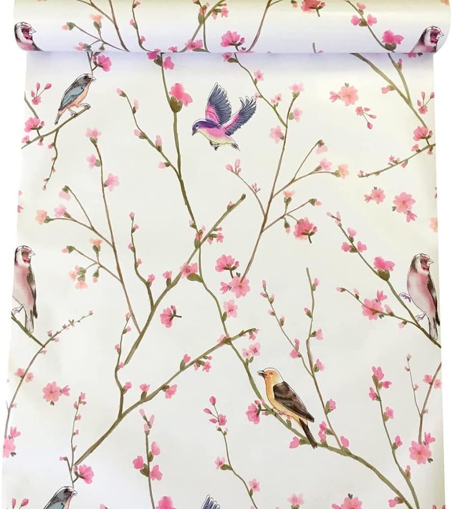 11 Vintage Pink Plum Floral Shelf Drawer Liner Self Adhesive Contact Paper Wallpaper for Kitchen Bathroom Cabinets Dresser Closet Furniture Wall Crafts 17.7x117 Inches