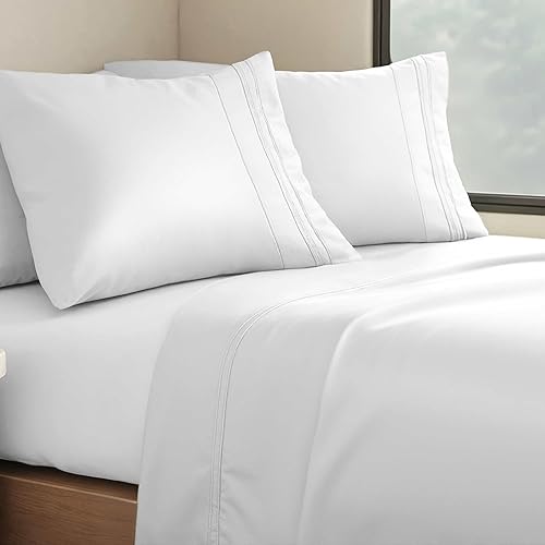 Vista 337 de Clara Clark - Juego de sábanas de la serie 1800 Premier, 4 piezas, juego de cama, sábanas con mucha caída, resiste arrugas, la decoloración