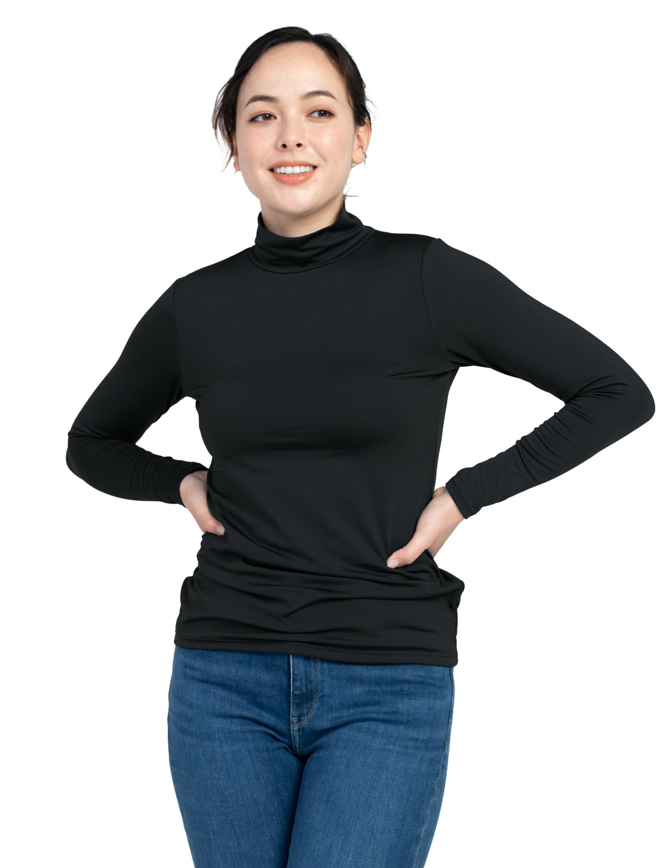 LAPASA Camiseta Térmica de Cuello Alto Mujer Transpirable Top Mock Neck Suave Cálida Ligera Peso Medio Frio Invierno Esqui L87/L89/L116
