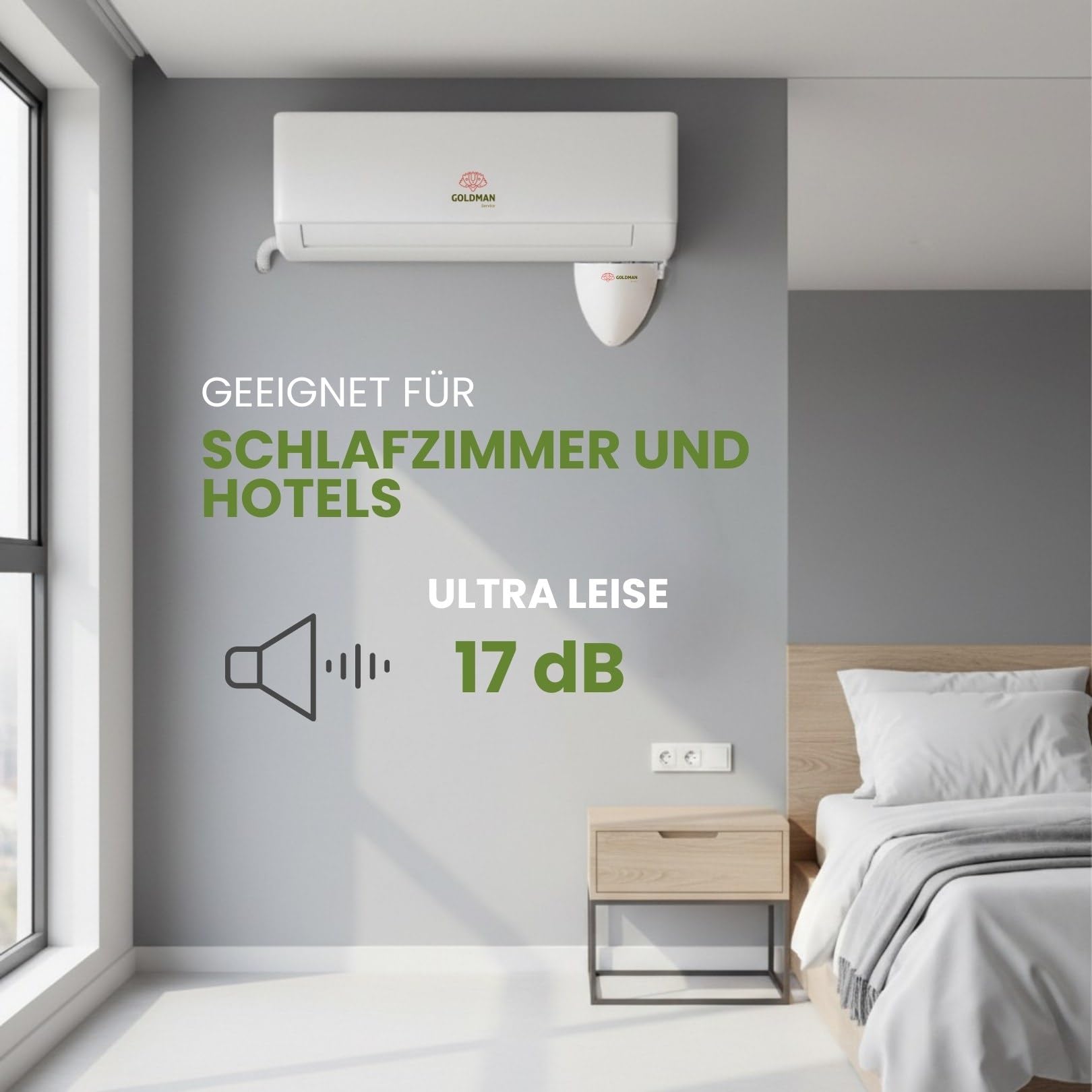 GOLDMAN SERVICE Kondensatpumpe für die Wand, 20 m Erhöhung, Split-Abflusspumpe, sehr leise, 17 dB, integriertes Alarmsystem, 5 W, geringer Stromverbrauch