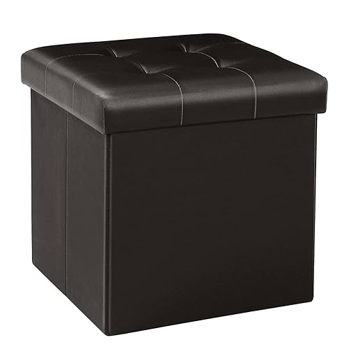 Folding Storage Ottoman Cube Footrest Faux Leather for Living Room