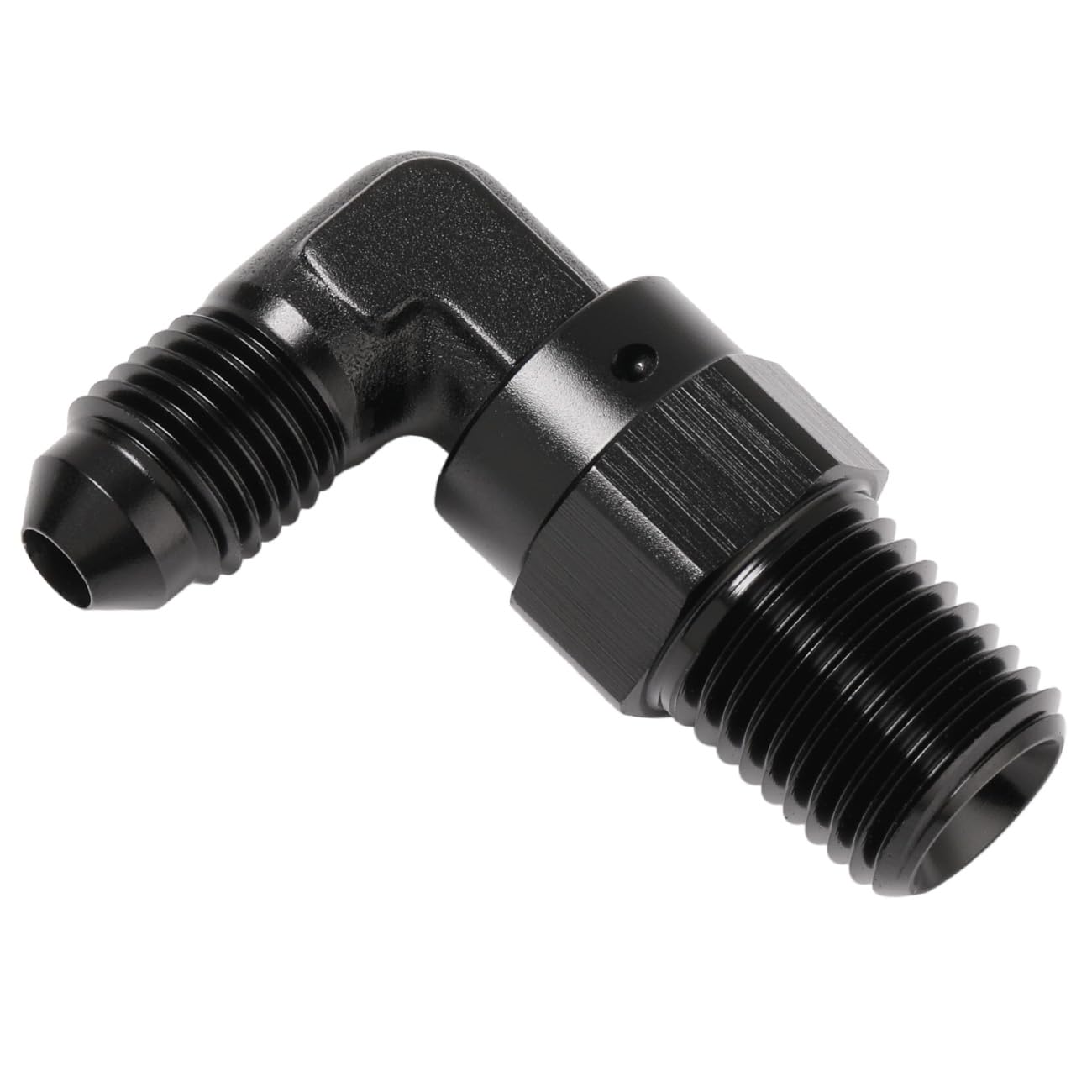 Podavelle 4AN Male Flare to 1/4 NPT Pipe Swivel 90 Degree Fitting Adapter Connector Aluminum Black
