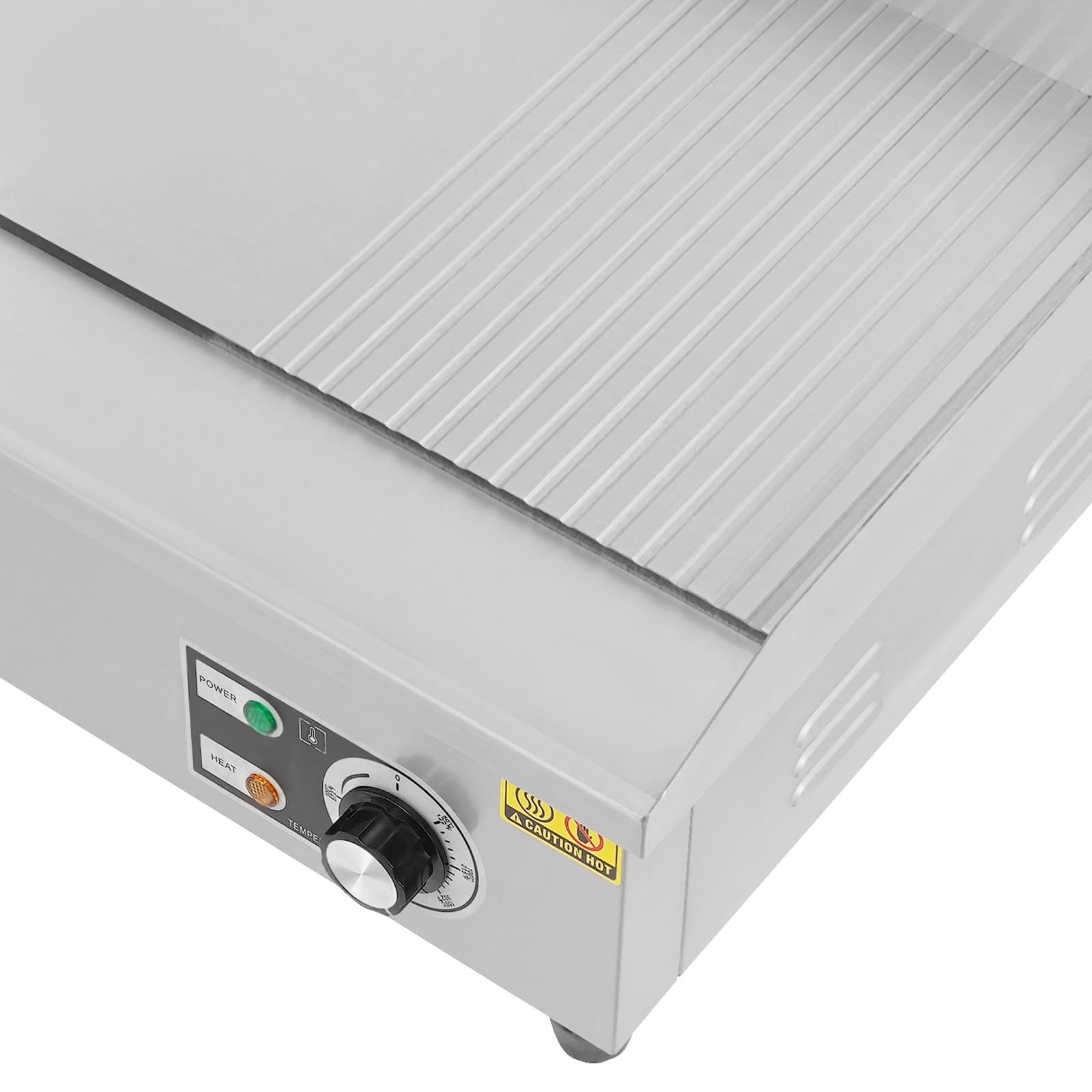 Griglia elettrica commerciale,Griglia semi-piatta per piano di lavoro,Tubi di riscaldamento ad alte prestazioni 3000W,Temperatura regolabile,Con contenitore di raccolta olio