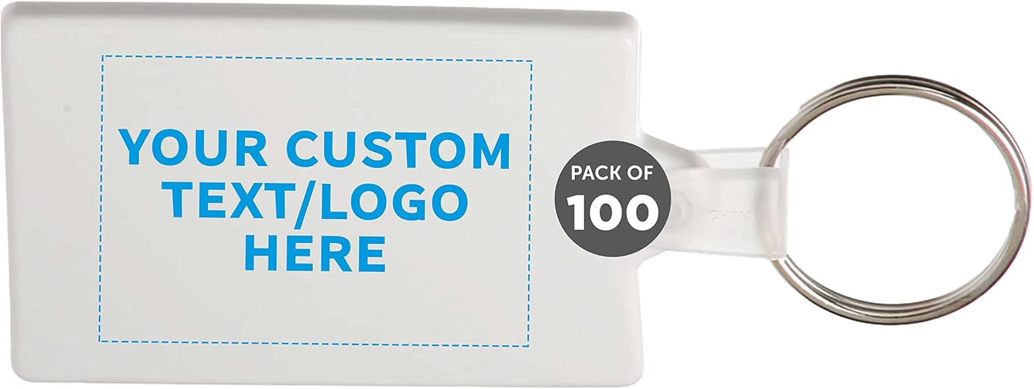 Amazon.com: DISCOUNT PROMOS Custom Rectangle Soft Keychains Set of 100 ...