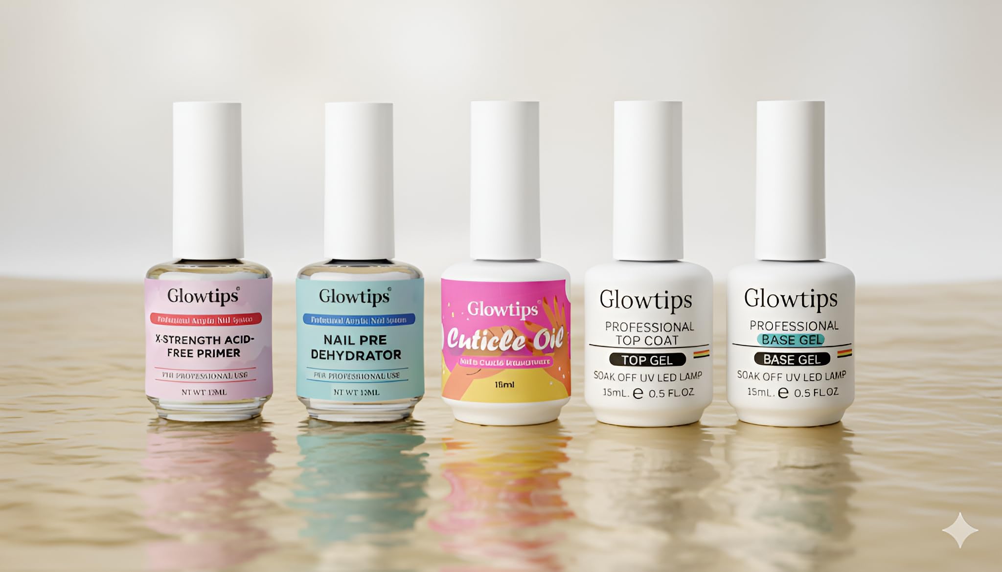 Nail Dehydrator and Primer with Gel Base & Top Coat Set, & Cuticle Oil Acid Free Acrylic Nail Supplies Primer Glossy Gel Nail Polish Top Coat Starter Kit (MACHINES SE SIKHENGI)(UV LAMP REQUIRED) 15ML X 5