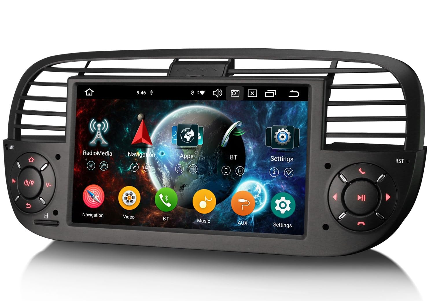 7" 8-Core Autoradio Android 16 per Fiat 500 500C 500S 500E Wireless Carplay | Android Auto 4GB+64GB Bluetooth 5.0 DSP WiFi 4G LTE SWC FM Radio GPS Navigatore IPS Schermo Tattile (Nero)