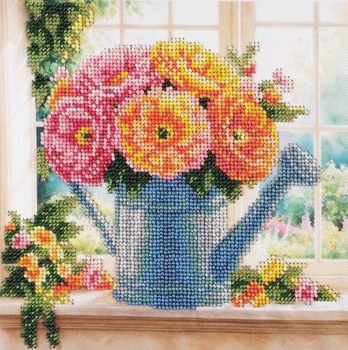 AllAboutEmbroideryUA Bead Embroidery kit Watering Can DA-3122 Beaded Cross Stitch Floral Needlework Beadwork