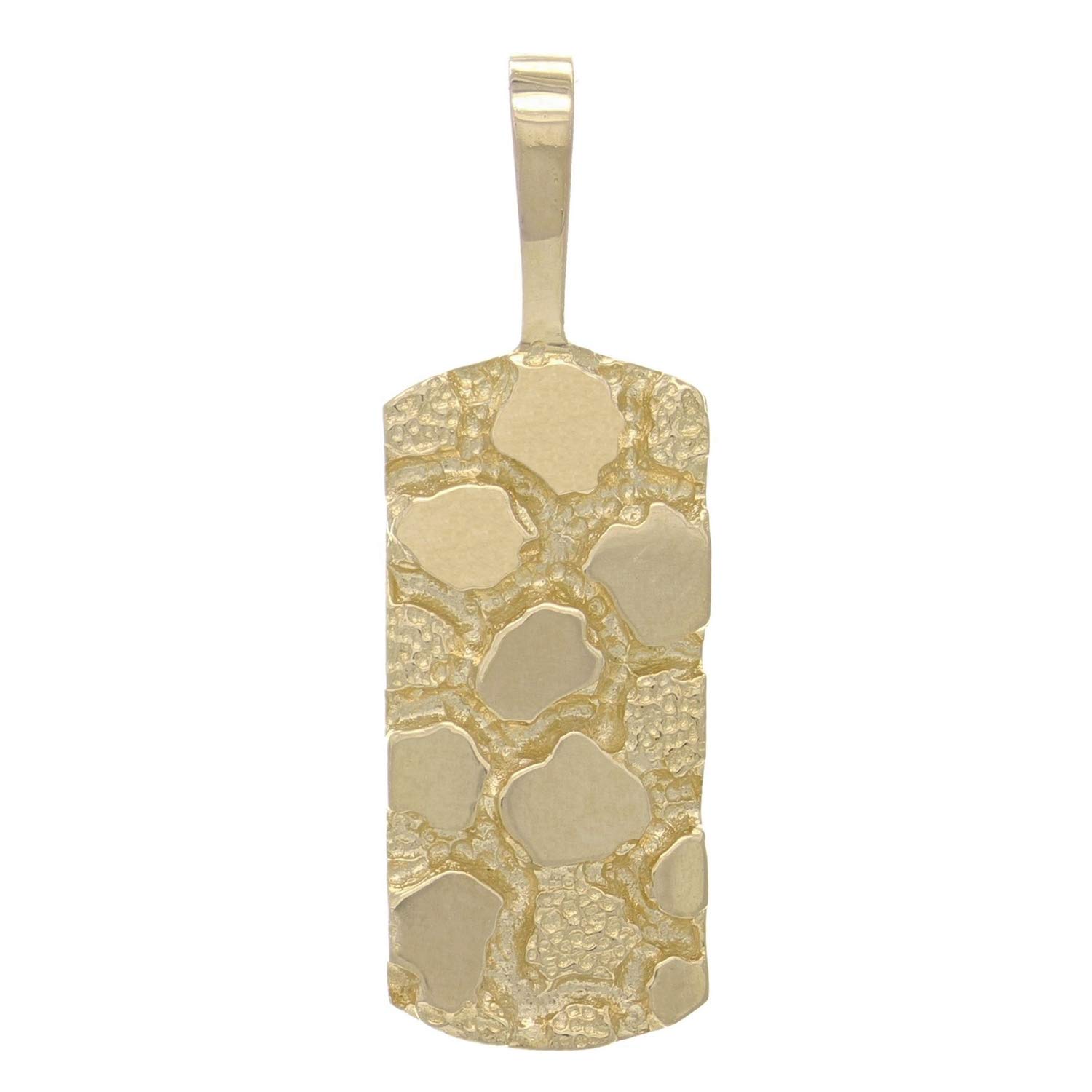 14k Yellow White or Rose Gold Dog Tag Nugget Charm Pendant