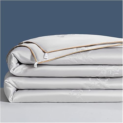 Edredones de seda de morera de algodón jacquard relleno de seda de verano, edredones suaves y cálidos ligeros para cama doble Queen