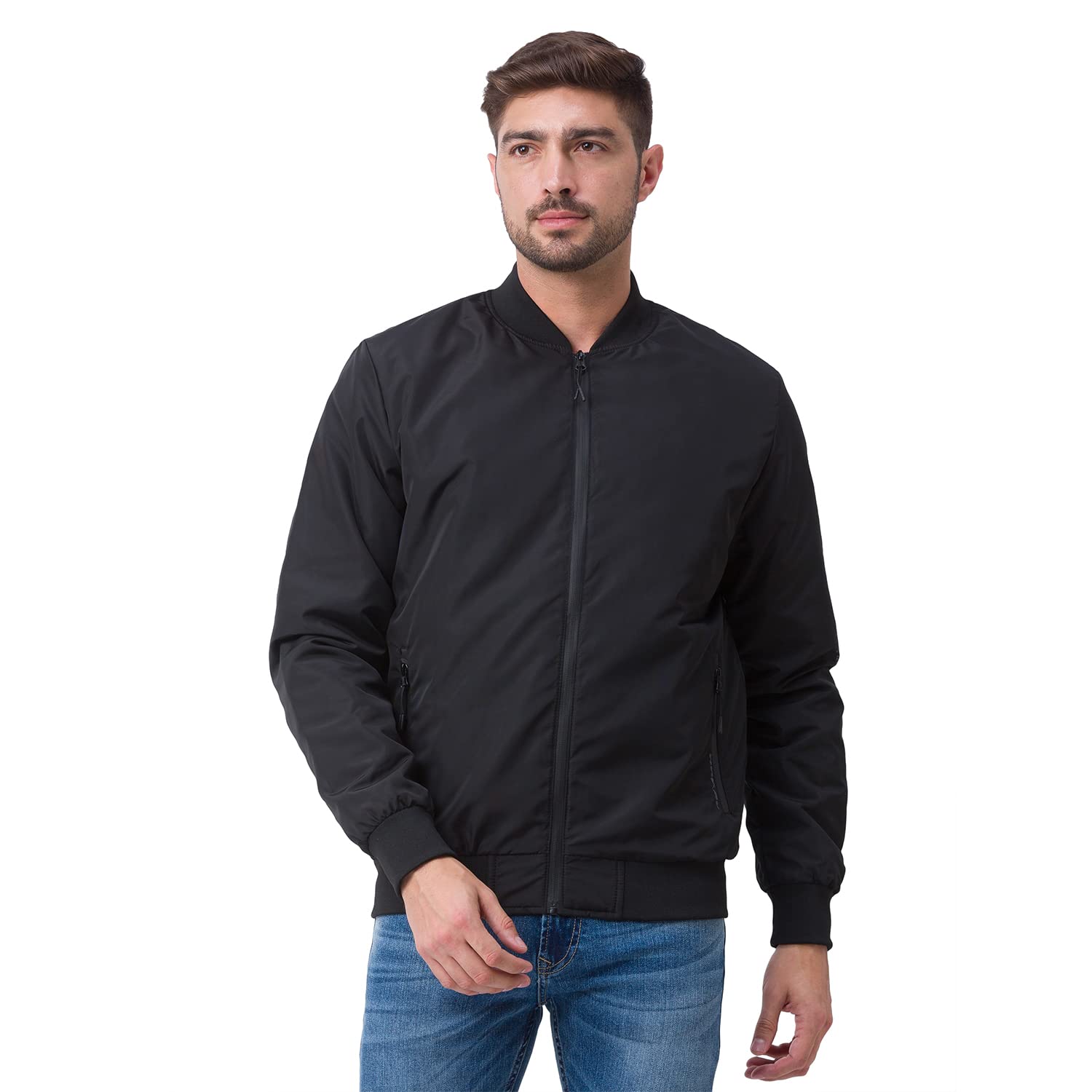 spykar Men'S Jet Black Polyester Solid Full Sleeve Regular Fit Jackets-picture-52