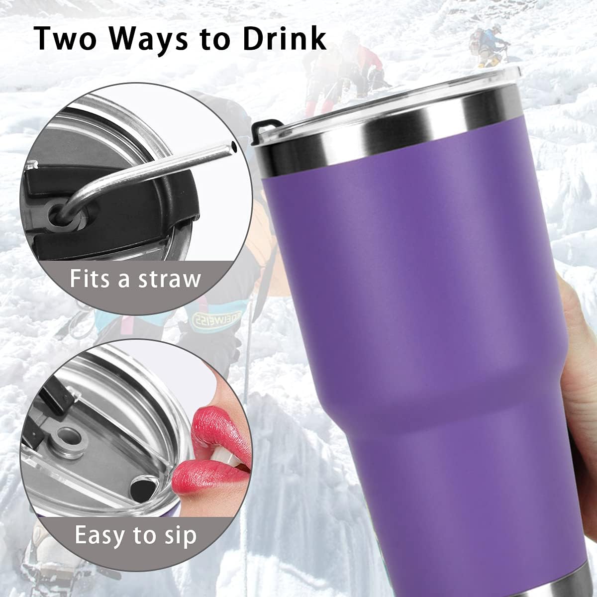 SYACOT 30oz Tumbler Double Wall Stainless Steel Vacuum Insulated Travel Mug with Splash-Proof Lid Metal Straw and Brush image 3