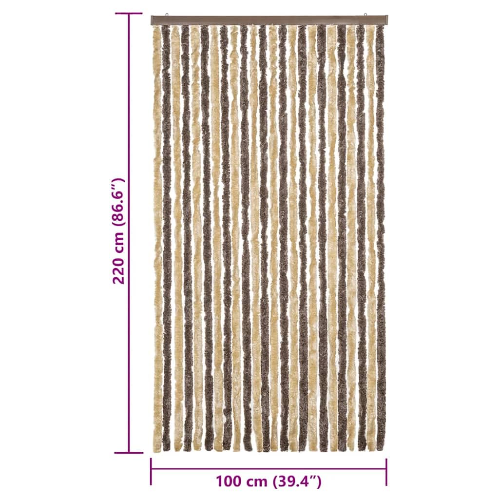 Zasłona przeciw muchom Chenille 100x220 cm Ciemny Brązowy Beżowy