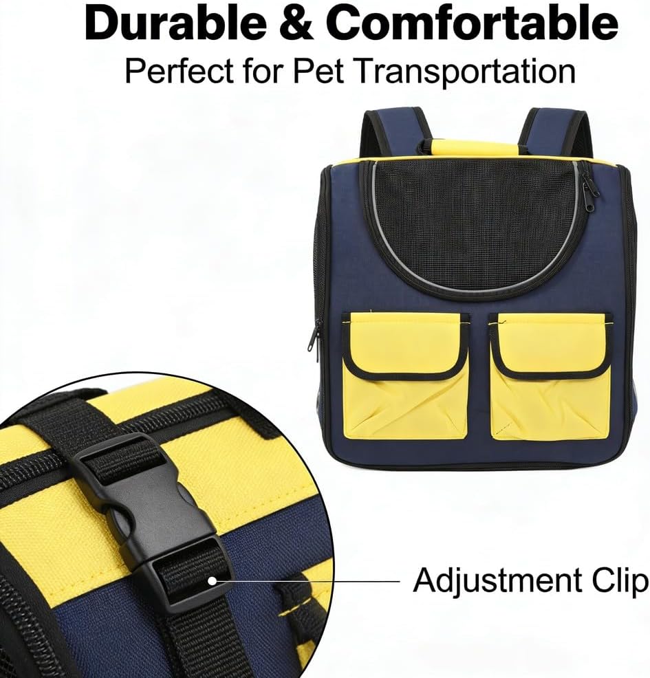 Pet Backpack Foldable Breathable Large Space, Portable Travel Doghouse for Small Dogs Cats Puppies - Ergonomic Shoulder Straps, Multi Ventilation, Convenient Storage