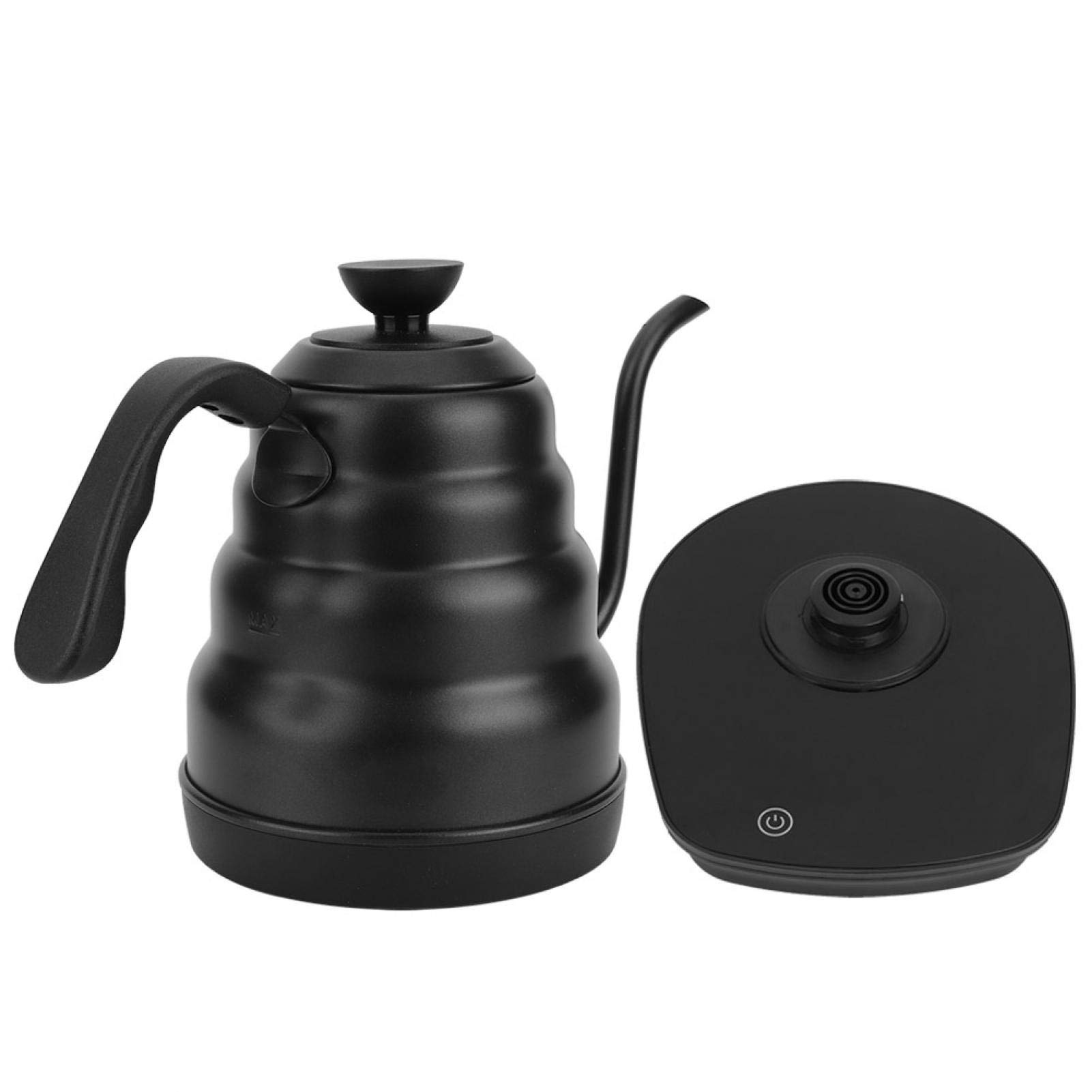 Hervidor de agua eléctrico de cuello de cisne, hervidor de café y té de acero inoxidable de 1.2 L hervido con un clic de 1000 W pantalla digital LED control de temperatura variable cronómetro de p