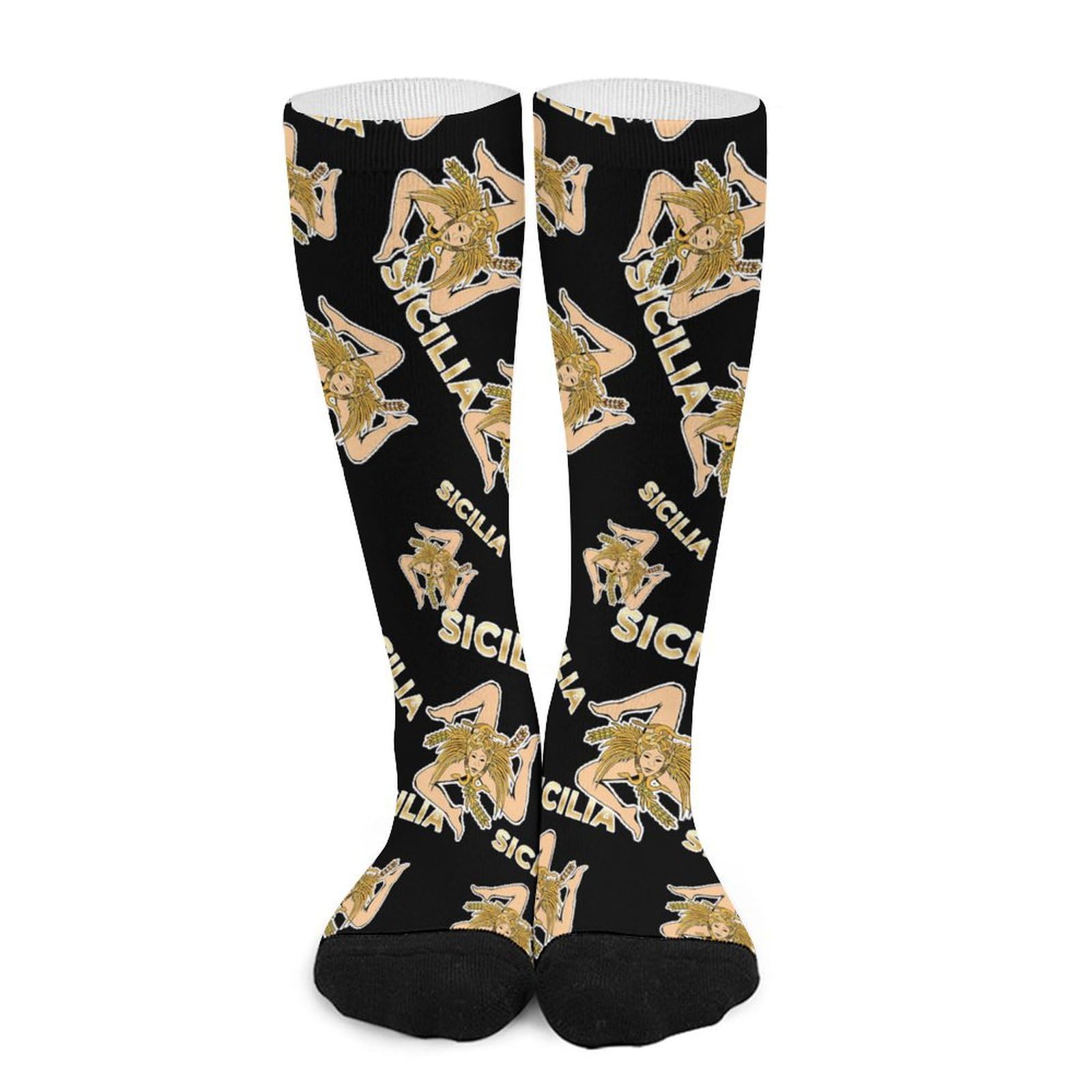 Anceky Unisex As Pic Sicilian Flag Knee High Socks For Women Men Mid Calf Long Boot Socks Stocking Tube Socks