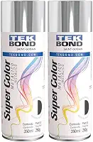 Kit 2 Tintas Spray Cromado Metálico Aerossol Tekbond 350ml/250g