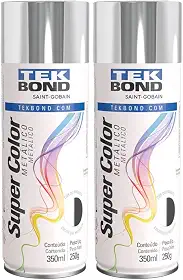 Kit 2 Tintas Spray Cromado Metálico Aerossol Tekbond 350ml/250g