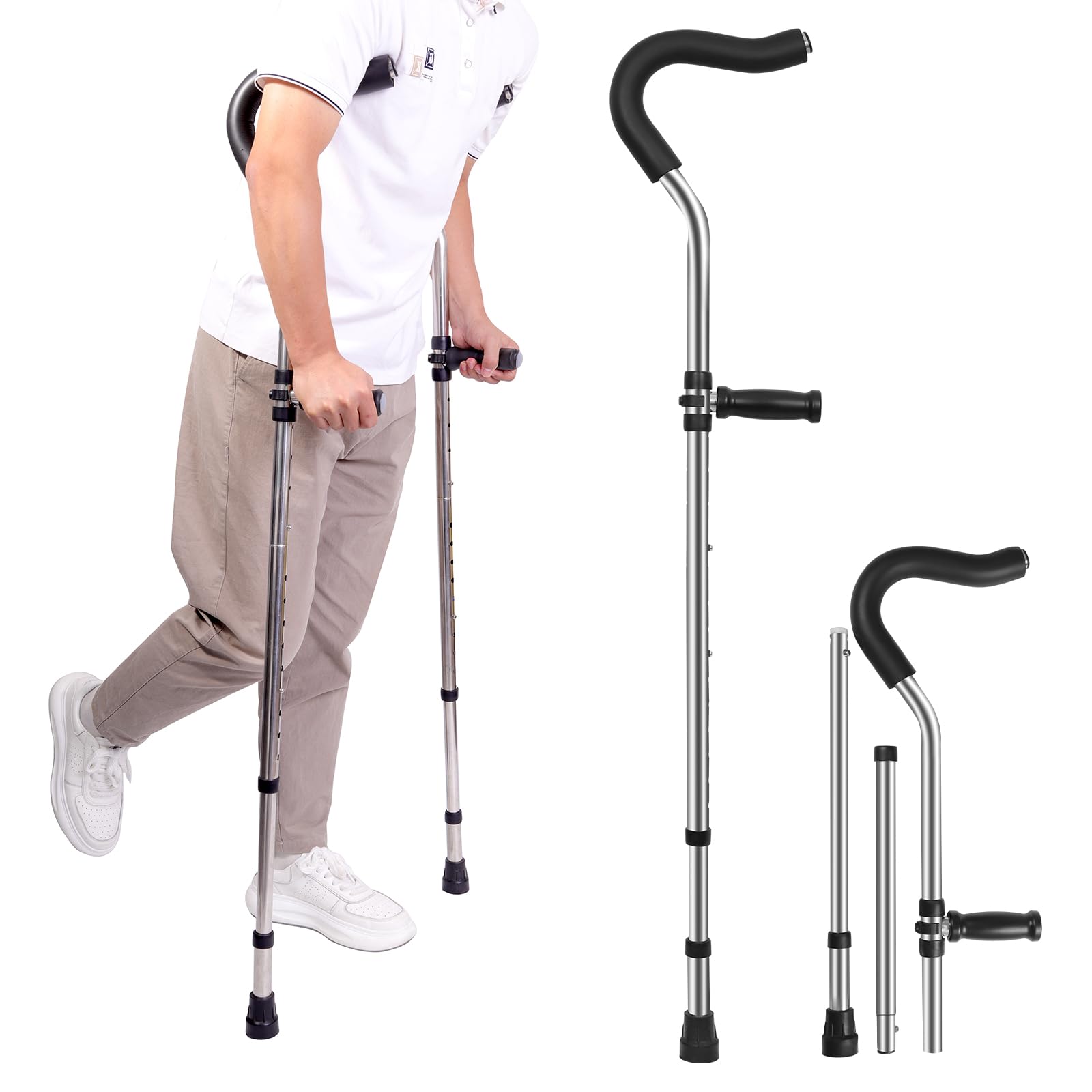 Amazon | ENLUNTRA 松葉杖 男性用 高身長向け 180～190cm 2本 F型 高さ 