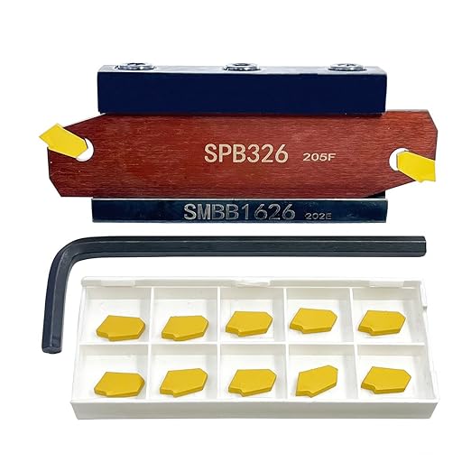 Lathe Turning Tools Slotted SPB26-3, Cutting Insert Lathe CNC SPB Grooving Cut-Off Tool with 12 pcs SP300 Carbide Inserts and 1pc SMBB1626 Grooving Parting Blade Plate