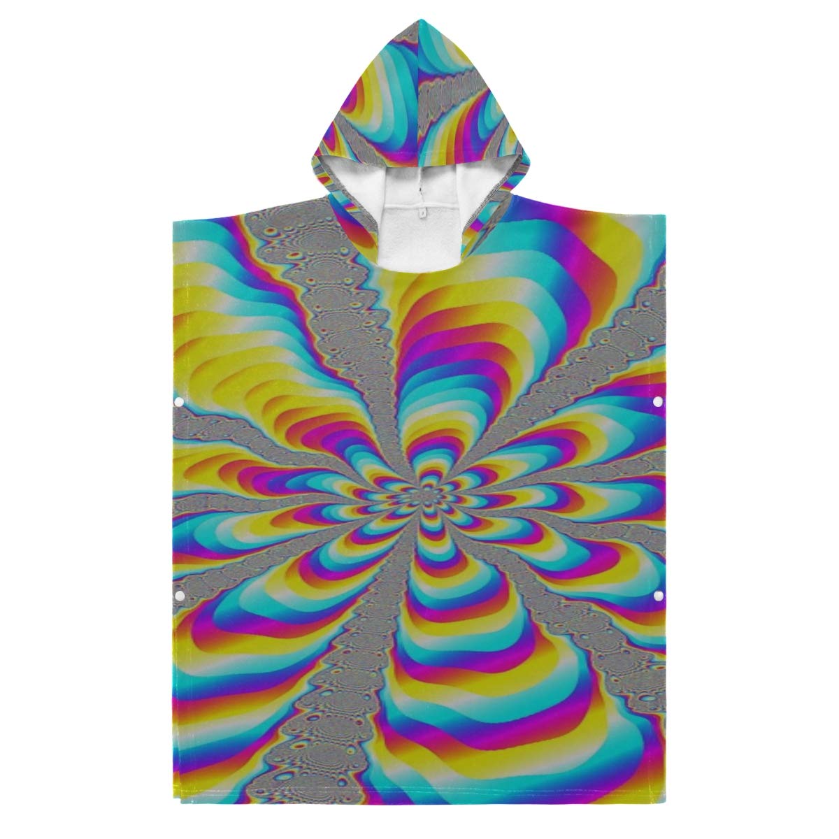 QiyI Poncho Towel for Girls Color Loud Neon Colors Psychedelic Effect Towel Beach Poncho Hooded for Bath/Shower/Pool/Swim 1-7 Years Old Kids Bath Robe