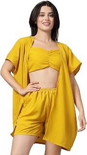 Cukoo Yellow Solid 3 pc beachwear set Price In India