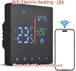 Thermostat for Home Weekly Programmable Digital Intelligent Manual Automatic Mode LCD Display Temperature Controller (Black, WiFi Electric Heating - 16A)