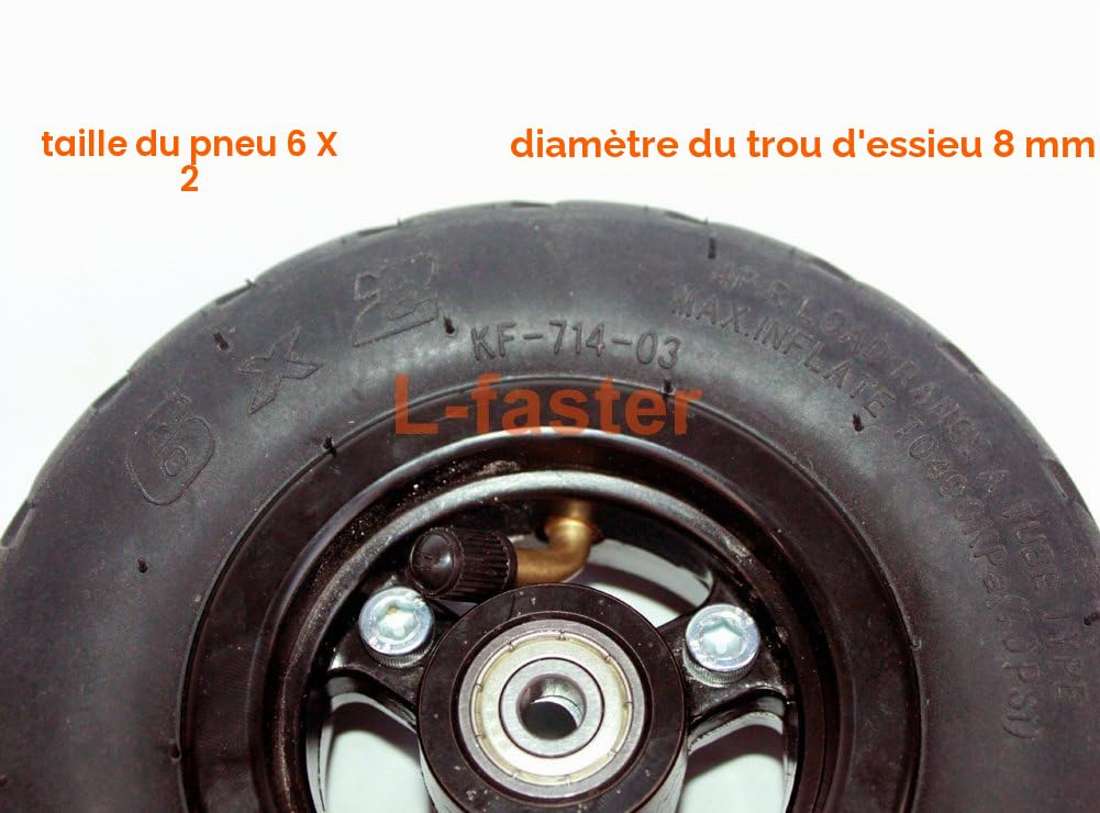 Roue électrique 6x2 de roue de scooter de 6 pouces avec le pneu d'air ou le moyeu en métal solide de pneu avec la roue de chariot de chariot à trou de l'axe 60mm des incidences 8mm